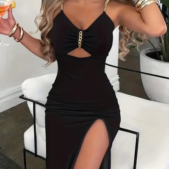 Elegant Out Chain Shoulder Dress (Size 8/10) - Picture 1 of 2